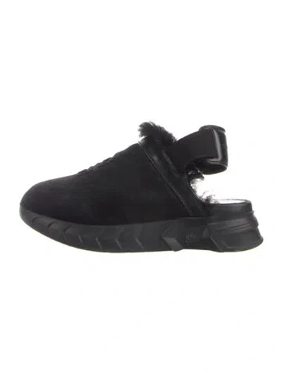 Pre-owned Givenchy Suede Fur Trim Sneakers In Blue
