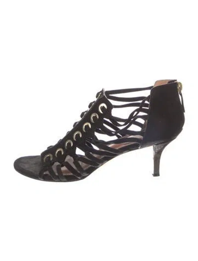 Pre-owned Givenchy Suede Gladiator Sandals In Black