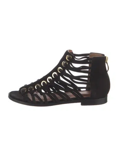 Pre-owned Givenchy Suede Gladiator Sandals In Black