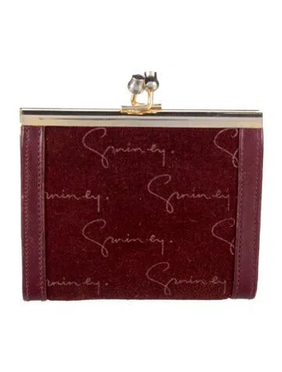 Pre-owned Givenchy Suede Graphic Print Wallet In Burgundy
