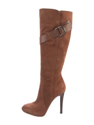 Pre-owned Givenchy Suede Leather Trim Embellishment Boots In Brown
