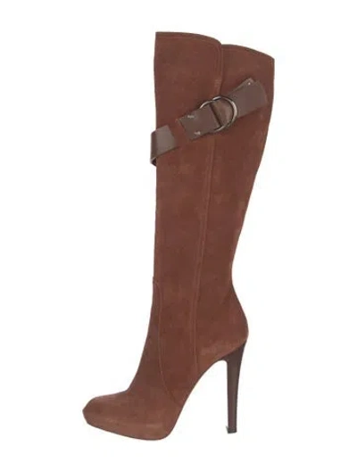 Pre-owned Givenchy Suede Leather Trim Embellishment Boots In Neutral