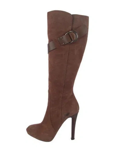 Pre-owned Givenchy Suede Leather Trim Embellishment Boots In Neutrals