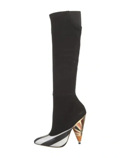 Pre-owned Givenchy Suede Leather Trim Embellishment Sock Boots In Black