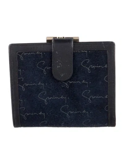 Pre-owned Givenchy Suede Printed French Purse In Black/blue