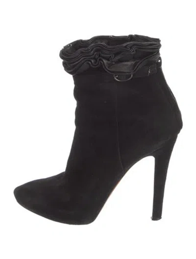 Pre-owned Givenchy Suede Ruffle Embellishment Boots In Black