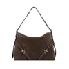 Givenchy Womens Ebony Brown Silver Voyou Medium Suede Shoulder Bag In Brown