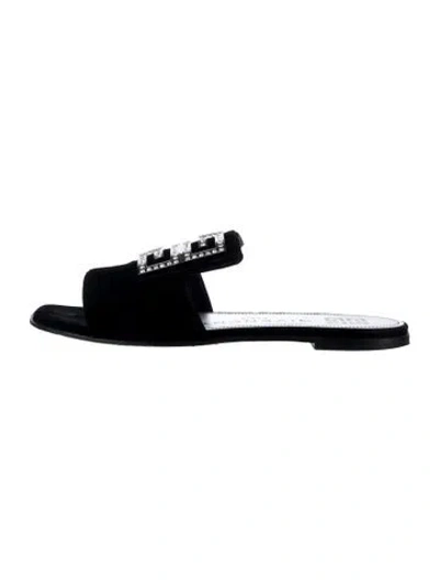Pre-owned Givenchy Suede Slides In Black