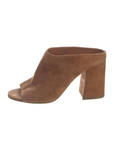 Pre-owned Givenchy Suede Slides In Brown