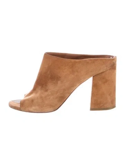 Pre-owned Givenchy Suede Slides In Brown