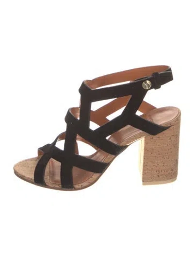 Pre-owned Givenchy Suede Slingback Sandals In Black