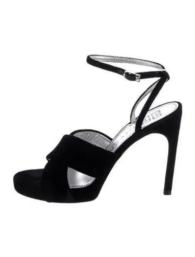 Pre-owned Givenchy Suede Slingback Sandals In Black