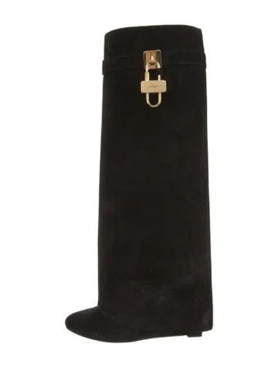 Pre-owned Givenchy Suede Slouch Boots In Black