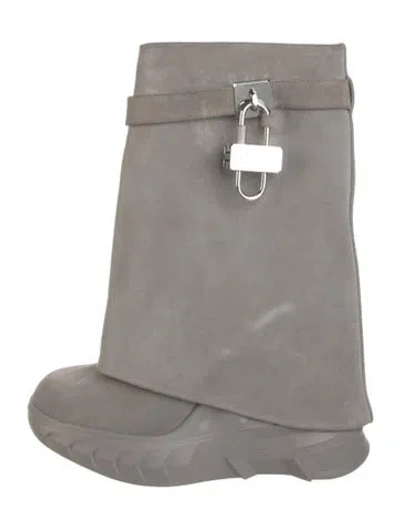Pre-owned Givenchy Suede Slouch Boots In Grey