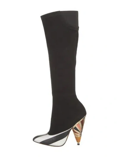 Pre-owned Givenchy Suede Striped Sock Boots In Black