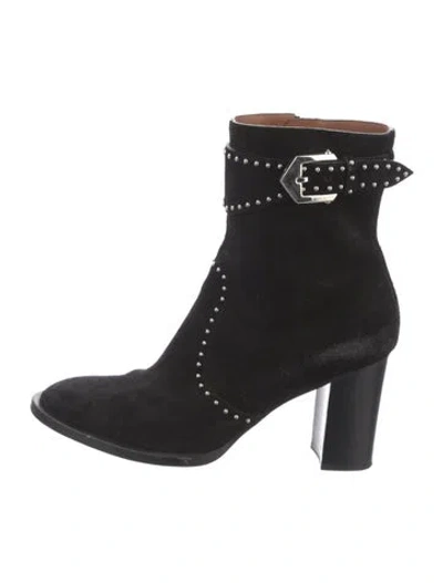Pre-owned Givenchy Suede Studded Accents Boots In Black