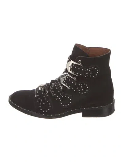 Pre-owned Givenchy Suede Studded Accents Boots In Black