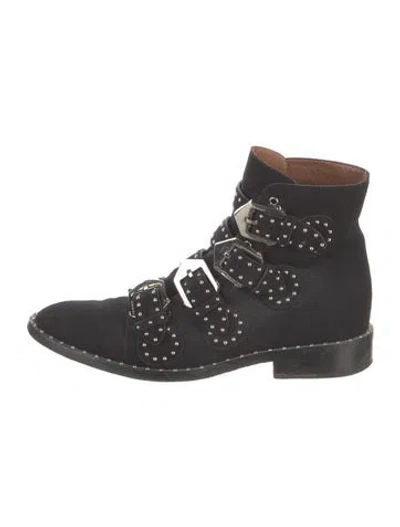 Pre-owned Givenchy Suede Studded Accents Boots In Black