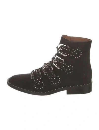 Pre-owned Givenchy Suede Studded Accents Boots In Black