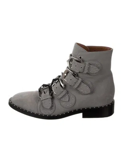 Pre-owned Givenchy Suede Studded Accents Boots In Black