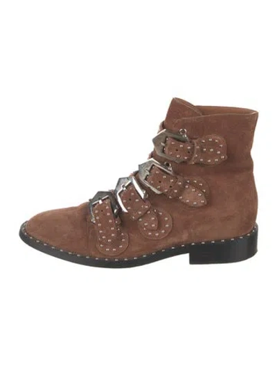 Pre-owned Givenchy Suede Studded Accents Boots In Brown