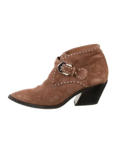 Pre-owned Givenchy Suede Studded Accents Boots In Brown
