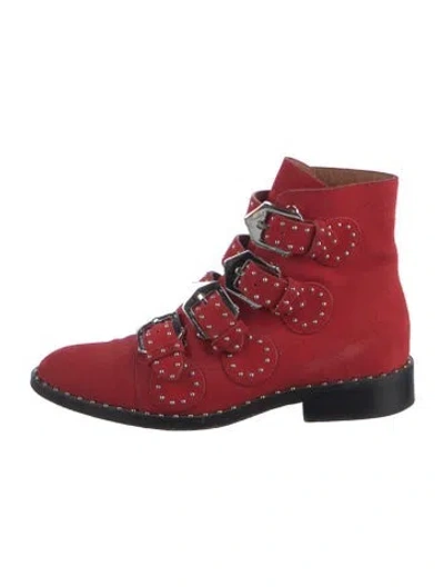 Pre-owned Givenchy Suede Studded Accents Combat Boots In Multi