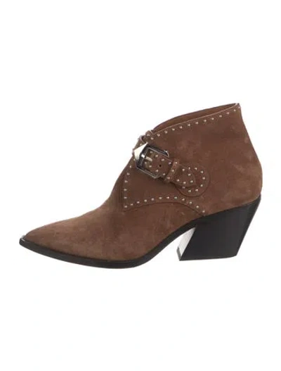 Pre-owned Givenchy Suede Studded Accents Lace-up Boots In Brown