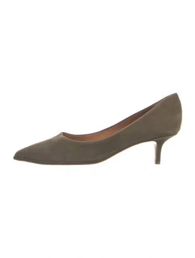 Pre-owned Givenchy Suede Studded Accents Pumps In Green