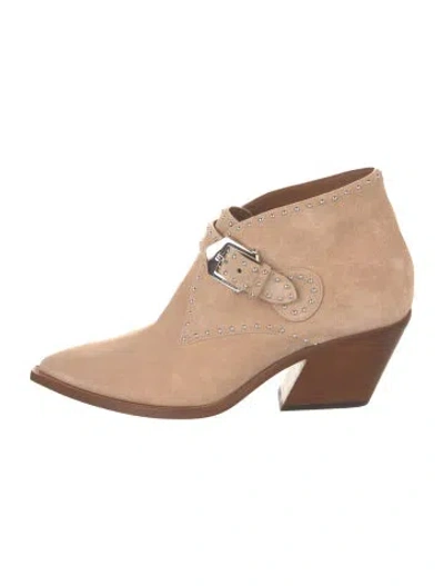 Pre-owned Givenchy Suede Studded Accents Western Boots In Neutral