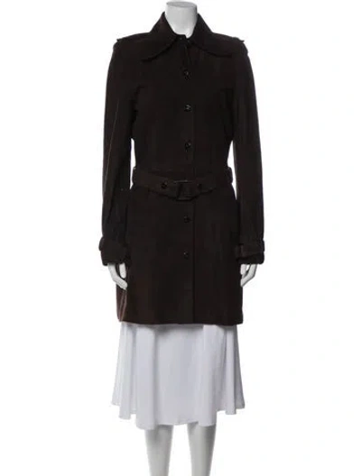 Pre-owned Givenchy Suede Trench Coat In Brown