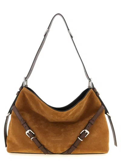 Givenchy Suede With Leather Trim Shoulder Bag In Blue