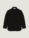 Givenchy Couture Seam Dry Wool Flannel Shirt Patch Pocket In Black