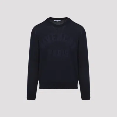 Givenchy Sweater In Cotton Knit With Paris Embroidery In Blue
