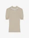 Givenchy Sweater In Wool And Cashmere With Crystals And Pearls In Natural Beige
