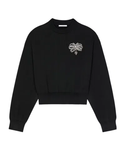 Givenchy Sweater In Wool And Cotton With Embroidered Bow In Black