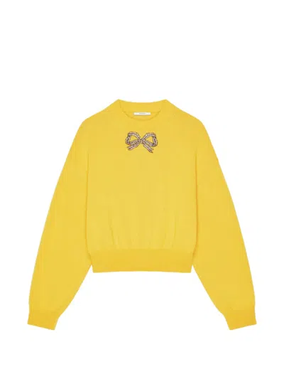 Givenchy Sweater In Wool And Cotton With Embroidered Bow In Multi