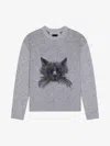 Givenchy Sweater In Wool And Mohair With Cat Jacquard In Grey