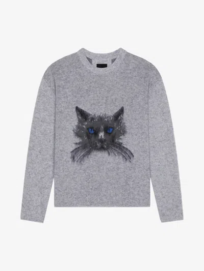 GIVENCHY SWEATER IN WOOL AND MOHAIR WITH CAT JACQUARD