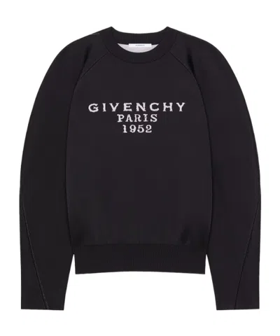 Givenchy Sweater In Wool Viscose With  Signature In Black