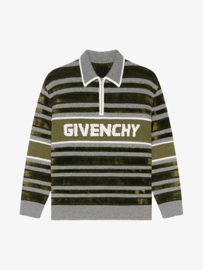 Givenchy Sweater In Wool With Stripes In Grey Green