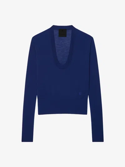 Givenchy Sweater Slim In Cashmere And Silk In Saphir Blue
