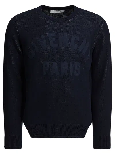 Givenchy Sweater With Embroidered Logo In Blue