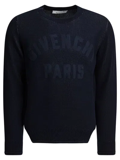 Givenchy Sweater With Embroidered Logo In Blue