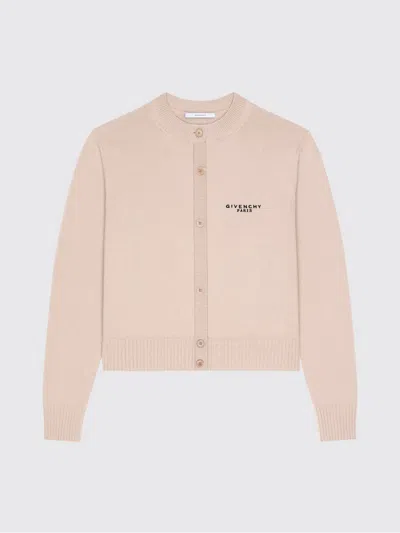 GIVENCHY GIVENCHY SHORT CREW NECK WOOL CARDIGAN WITH EMBROIDERED LOGO