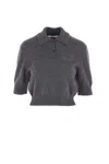 Givenchy Cropped Wool And Alpaca Polo Sweater In Gray