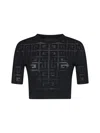 Givenchy Cropped Sweater In Monogram 72 Jacquard In Black