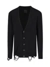Givenchy Crewneck Sweater With Distressed Hem And Long Sleeves In Black