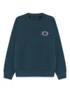 Givenchy Timeless Crewneck Sweater With Ribbed Details In Bleu Petrole