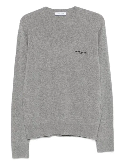Givenchy Crew Neck Long Sleeve Knit Sweater In Gray